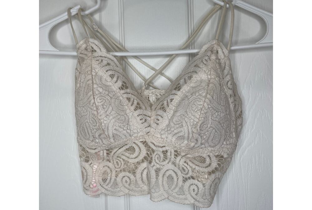 Victoria Secret Pink lace ivory with gold accents bralette XS